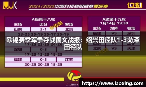 欧锦赛季军争夺战图文战报：绍兴田径队1-3菏泽田径队